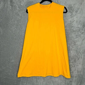 Woman Within 18 20 Tank Top Shirt Yellow Sleeveless High Neck Cotton Stretch